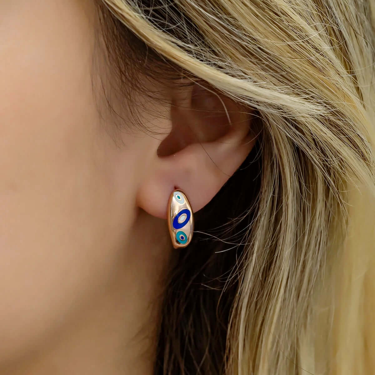 Evil Eye Pattern Handcrafted Earrings in 925 Sterling Silver - Image 5