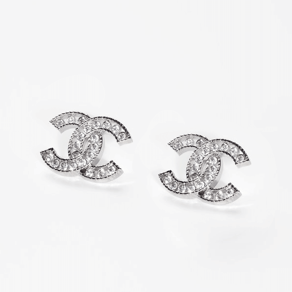 Crystal CC Earrings Gold-Plated 925 Silver Classic Studs - Image 3