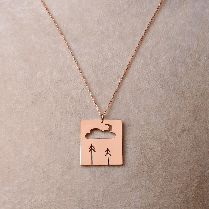 Tree Necklace Pine Forest Themed Pendant with Chain - Image 7