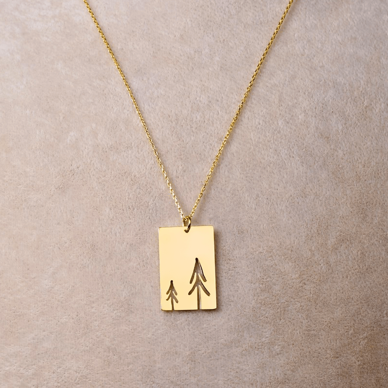 Tree Necklace Pine Forest Themed Pendant with Chain - Image 9