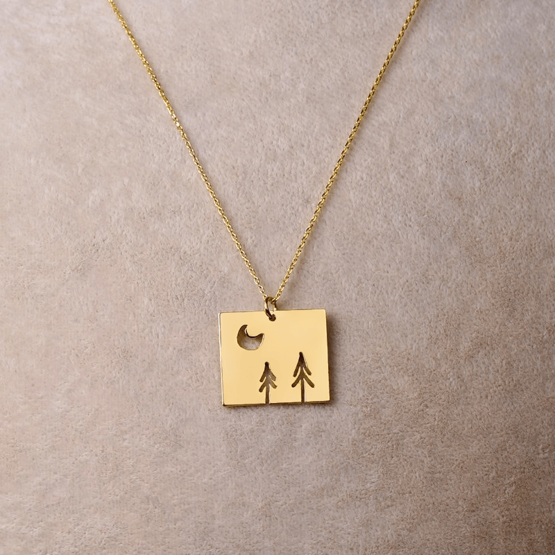 Tree Necklace Pine Forest Themed Pendant with Chain - Image 10