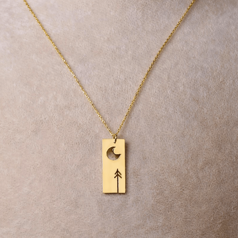 Tree Necklace Pine Forest Themed Pendant with Chain - Image 11