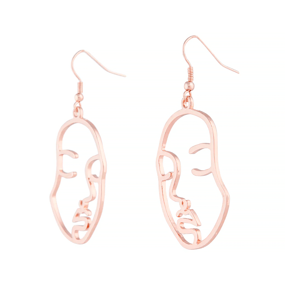 Abstract Face Dangle Earrings in Silver Exclusive Jewelry - Image 3
