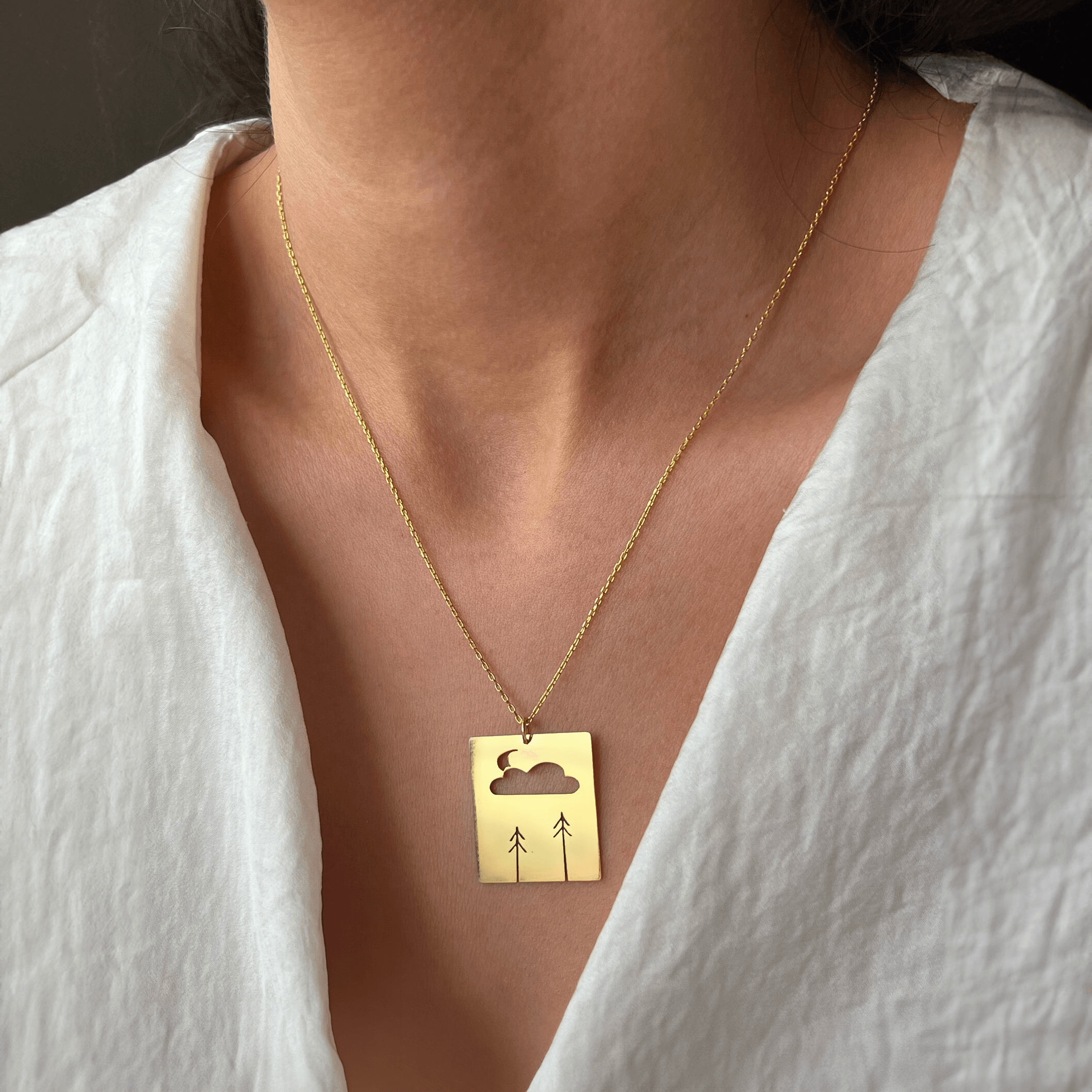 Tree Necklace Pine Forest Themed Pendant with Chain - Image 6