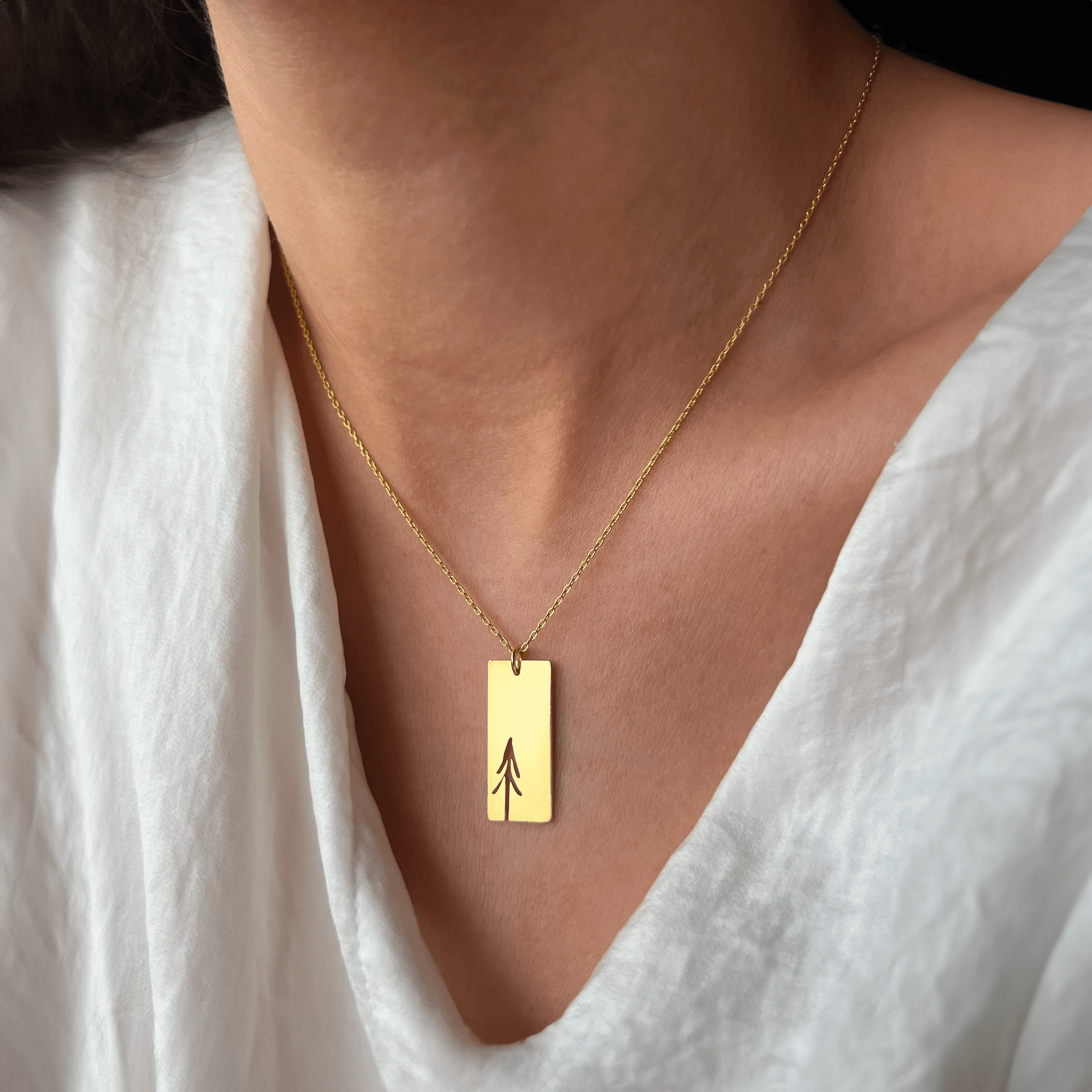 Tree Necklace Pine Forest Themed Pendant with Chain - Image 2